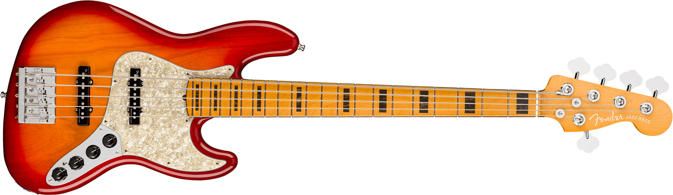 Fender Jazz Bass V American Ultra 2019 Usa 5-cordes Mn - Plasma Red Burst - Solid body elektrische bas - Main picture