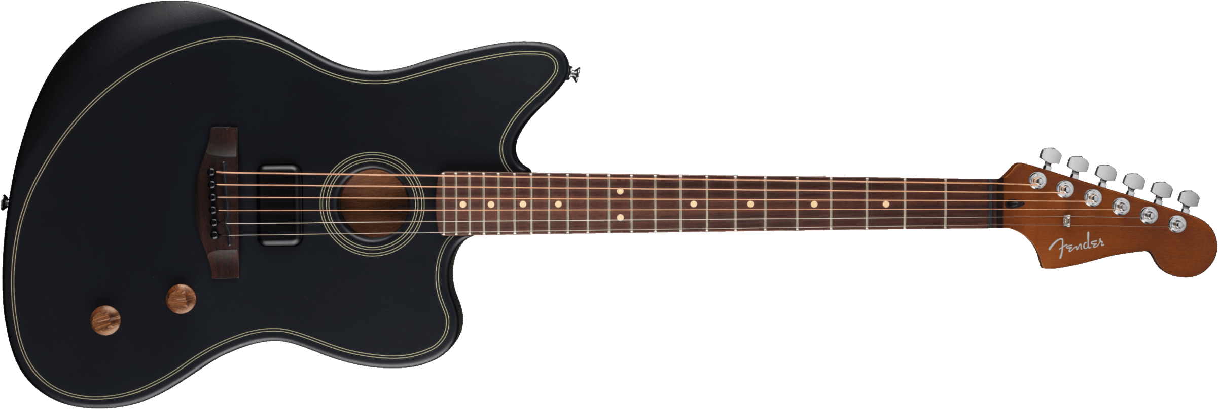 Fender Jazzmaster Acoustasonic Standard - Black - Volksgitaar - Main picture