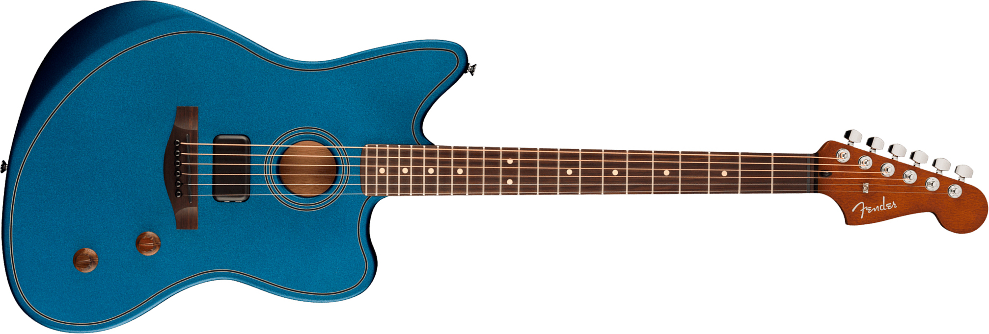Fender Jazzmaster Acoustasonic Standard Ind Epicea Acajou Rw - Lake Placid Blue - Folk gitaar - Main picture