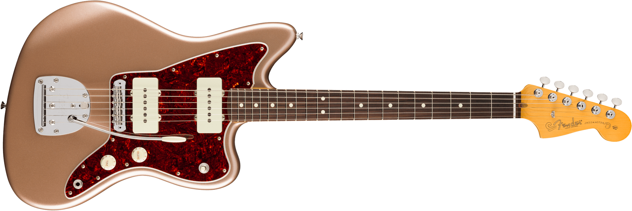 Fender Jazzmaster Classic American Pro Usa 2s Trem Rw - Faded Firemist Gold - Retro-rock elektrische gitaar - Main picture