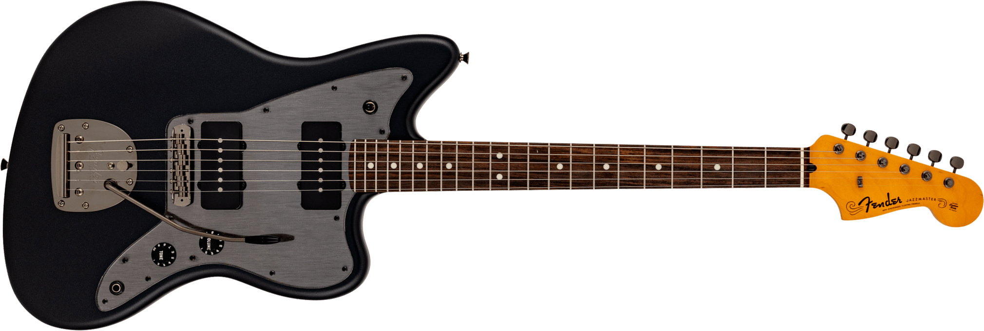 Fender Jazzmaster Hybrid Ii Mij Ltd Jap 2s Trem Rw - Matte Phantom Black - Retro-rock elektrische gitaar - Main picture