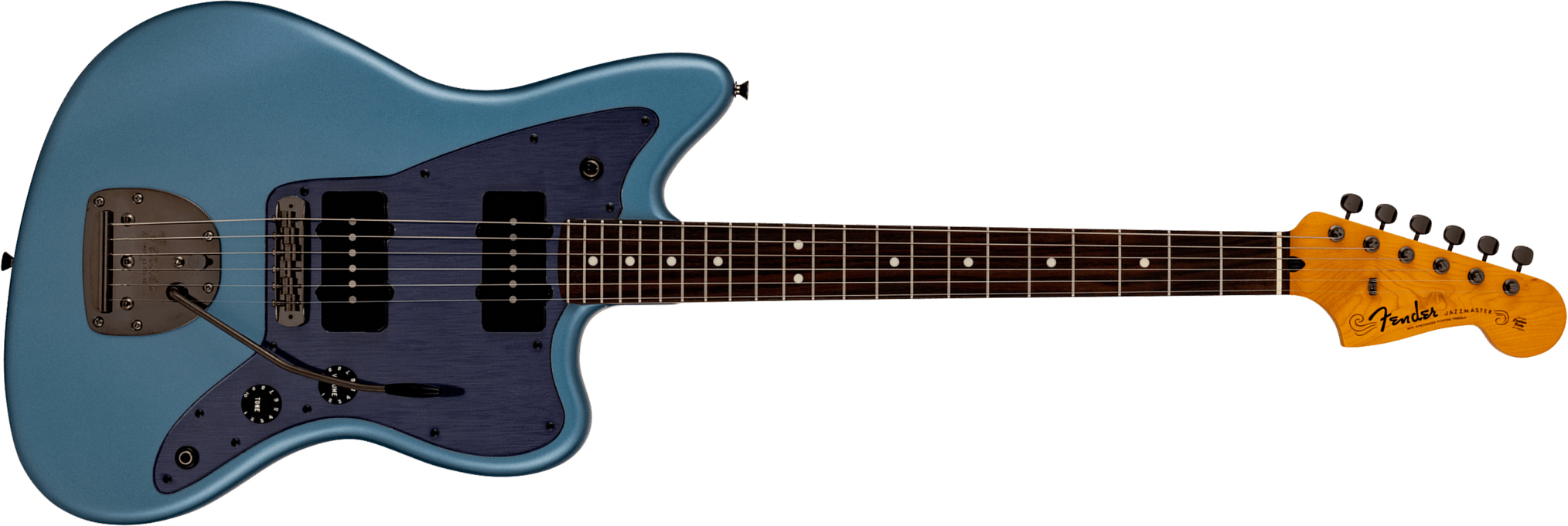 Fender Jazzmaster Hybrid Ii Mij Ltd Jap 2s Trem Rw - Matte Aero Blue Satin Metallic - Retro-rock elektrische gitaar - Main picture