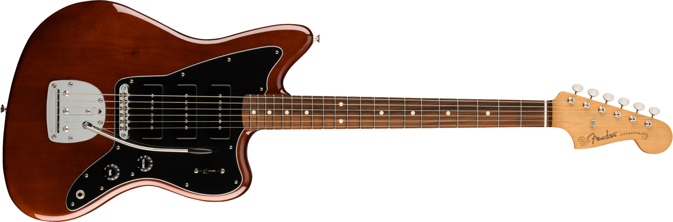 Fender Jazzmaster Noventa Mex Sss Pf +housse - Walnut - Retro-rock elektrische gitaar - Main picture
