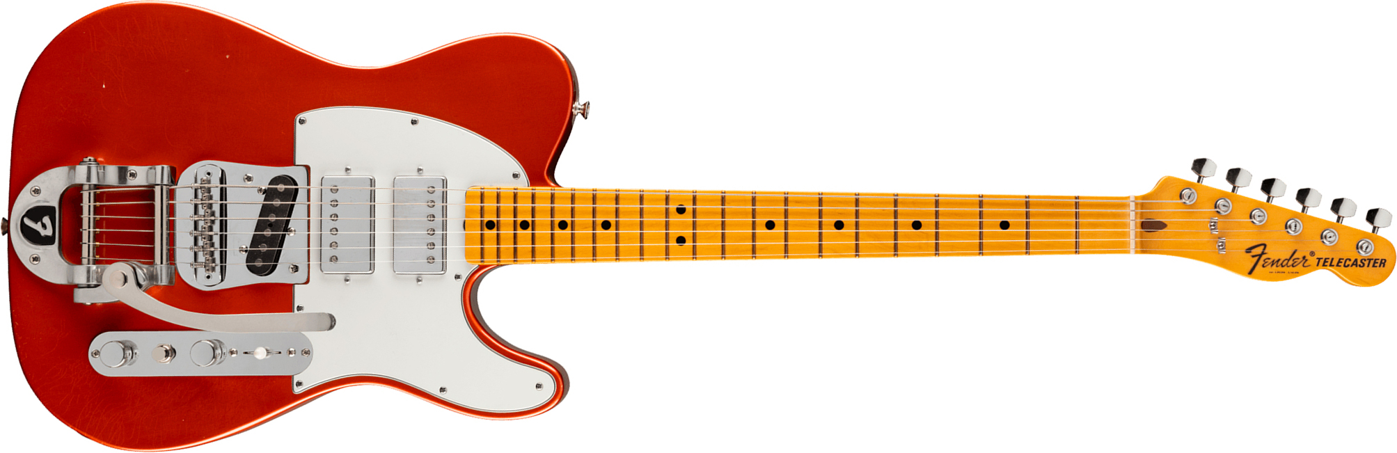 Fender Mike Campbell Tele Red Dog Stories Usa Signature Shh Trem Mn - Red Dog Red - Televorm elektrische gitaar - Main picture