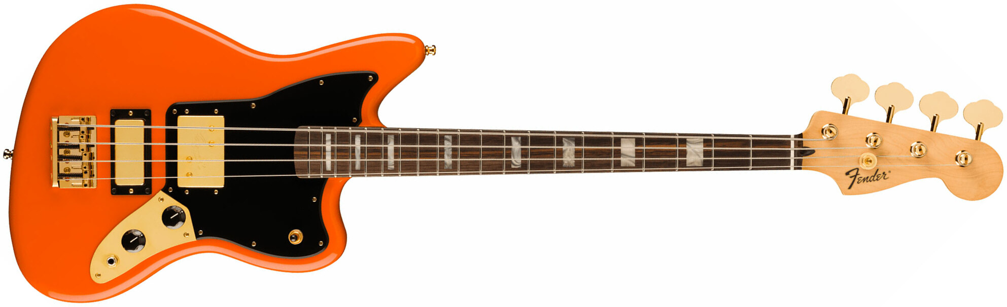 Fender Mike Kerr Jaguar Ltd Mex Signature Rw - Tiger's Blood Orange - Solid body elektrische bas - Main picture