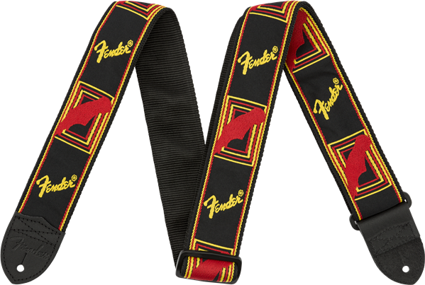 Fender Monogrammed Cotton 2inc.5cm Black Yellow Red - Gitaarriem - Main picture