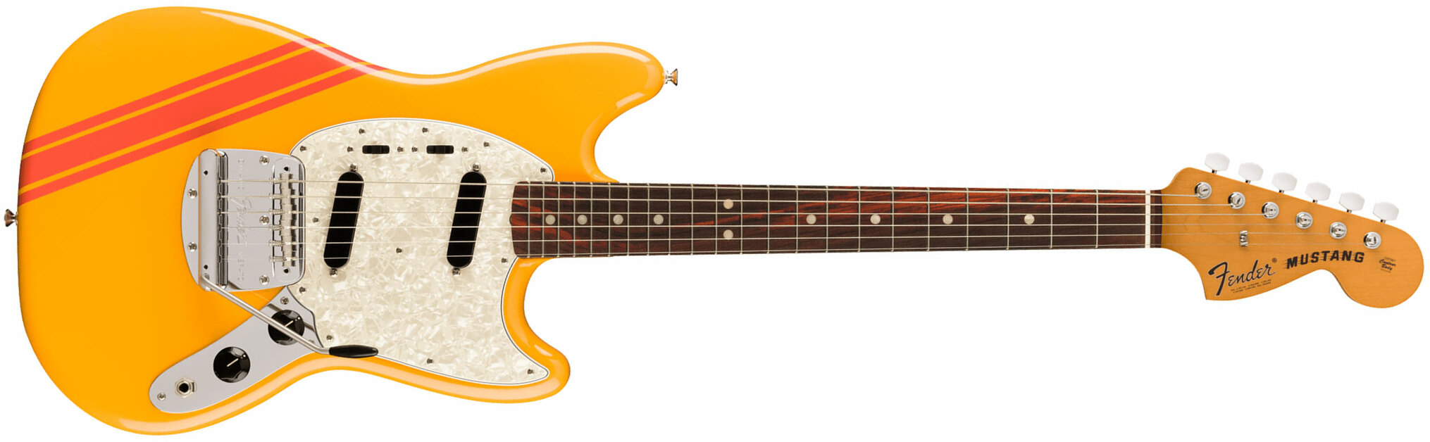 Fender Mustang 70s Competition Vintera 2 Mex 2s Trem Rw - Competition Orange - Retro-rock elektrische gitaar - Main picture