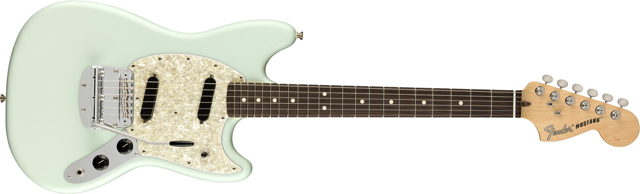 Fender Mustang American Performer Usa Ss Rw - Satin Sonic Blue - Guitarra eléctrica de doble corte. - Main picture