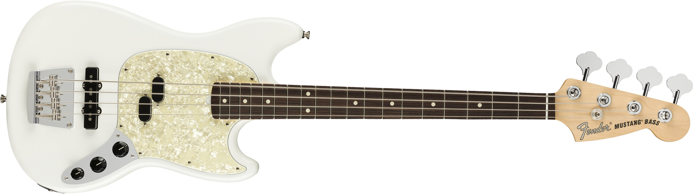 Fender Mustang Bass American Performer Usa Rw - Arctic White - Short scale elektrische bas - Main picture