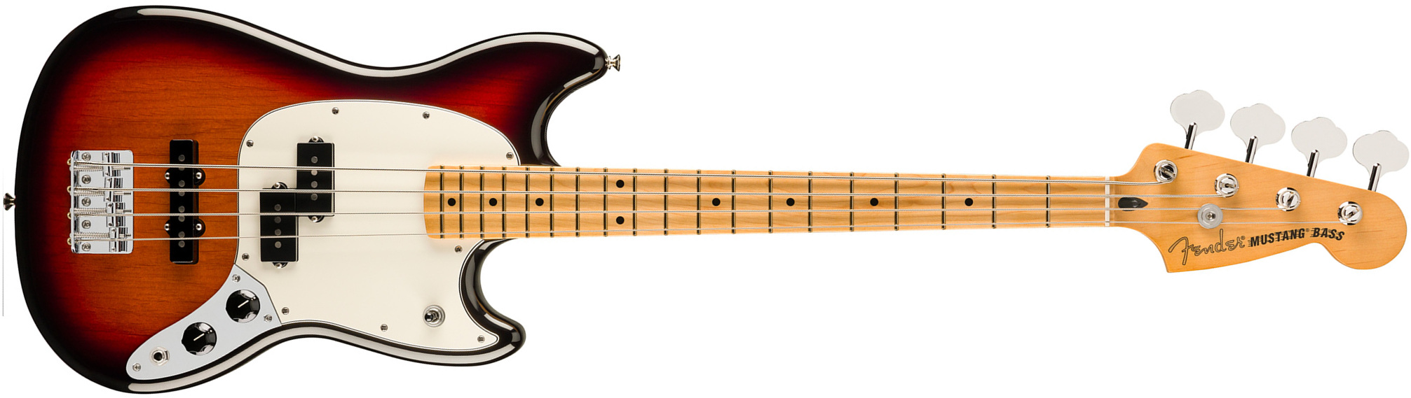 Fender Mustang Bass Pj Player Ii Mex Mn - 3-color Sunburst - Solid body elektrische bas - Main picture