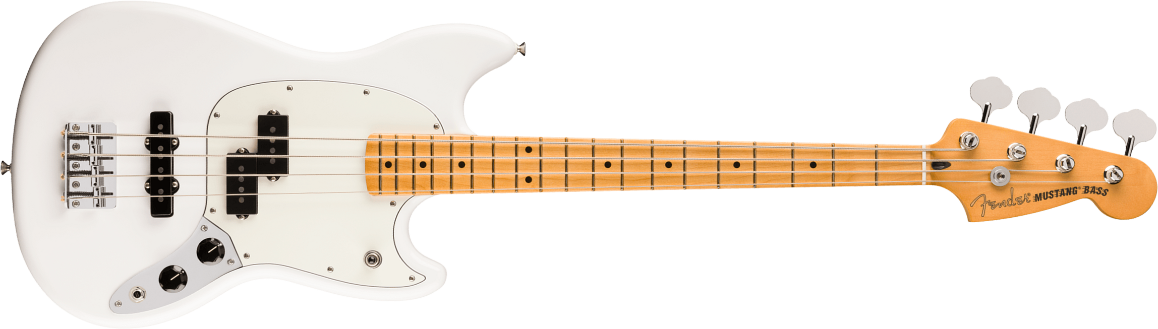 Fender Mustang Bass Pj Player Ii Mex Mn - Polar White - Solid body elektrische bas - Main picture