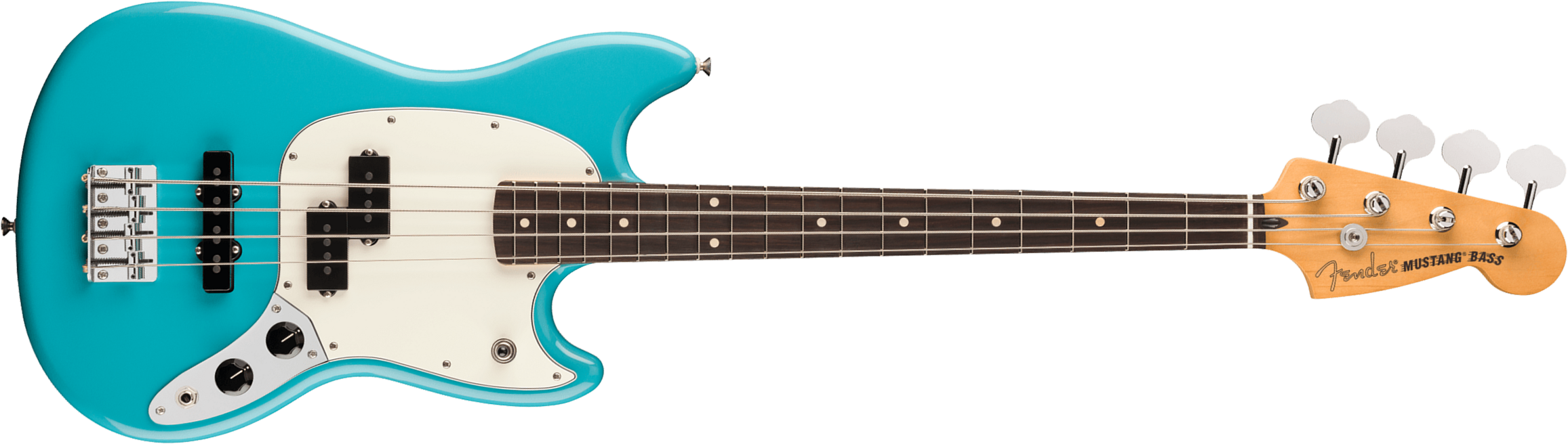 Fender Mustang Bass Pj Player Ii Mex Rw - Aquatone Blue - Solid body elektrische bas - Main picture