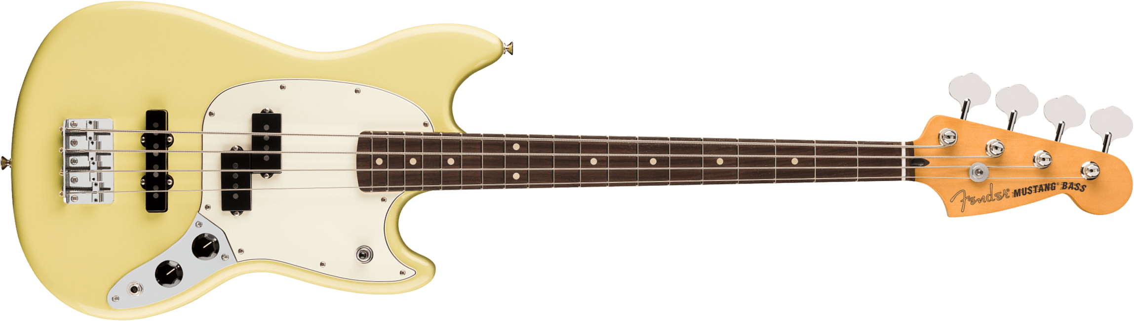 Fender Mustang Bass Pj Player Ii Mex Ss Rw - Hialeah Yellow - Solid body elektrische bas - Main picture