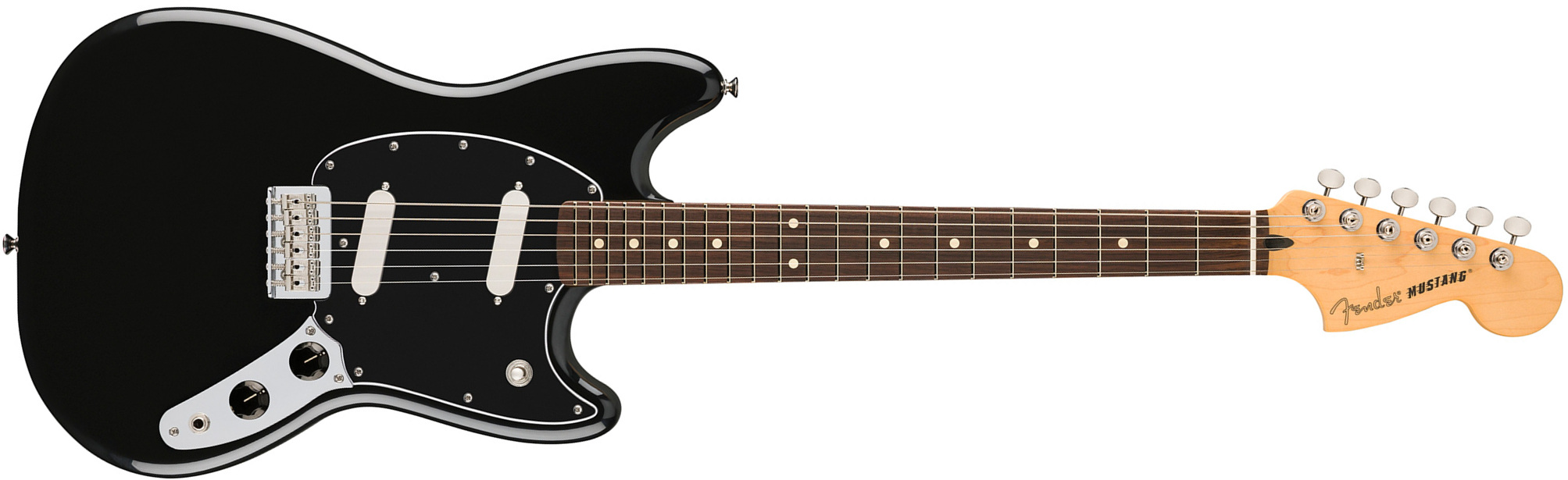 Fender Mustang Player Ii Mex 2s Ht Rw - Black - Retro-rock elektrische gitaar - Main picture