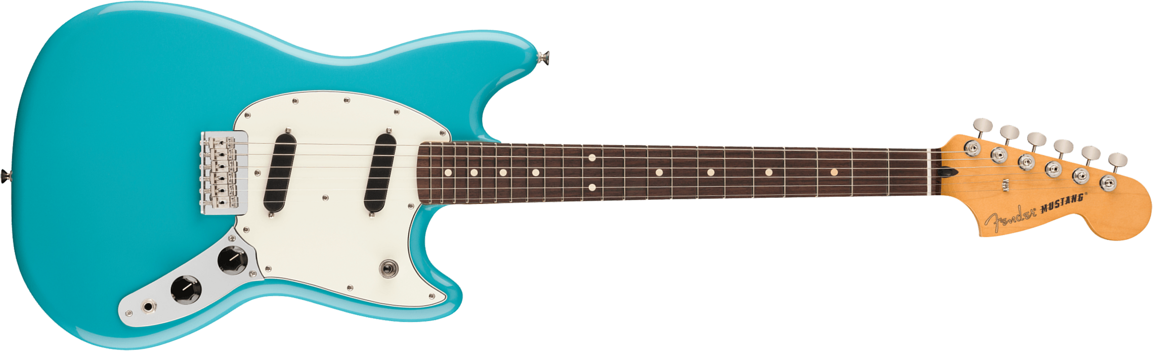 Fender Mustang Player Ii Mex 2s Ht Rw - Aquatone Blue - Retro-rock elektrische gitaar - Main picture