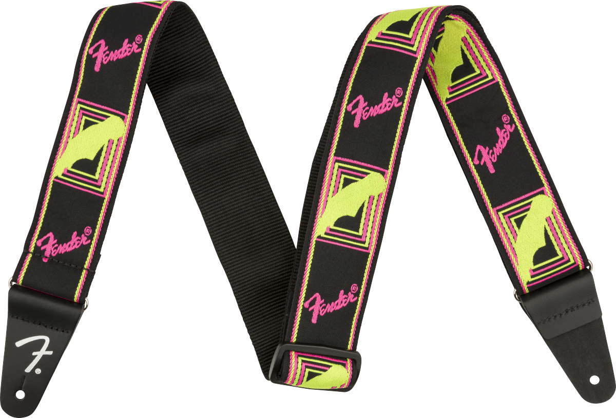 Fender Neon Monogrammed Guitar Strap Poly Yellow/pink - Gitaarriem - Main picture