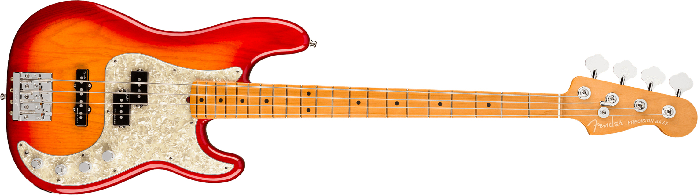 Fender Precision Bass American Ultra 2019 Usa Mn - Plasma Red Burst - Solid body elektrische bas - Main picture