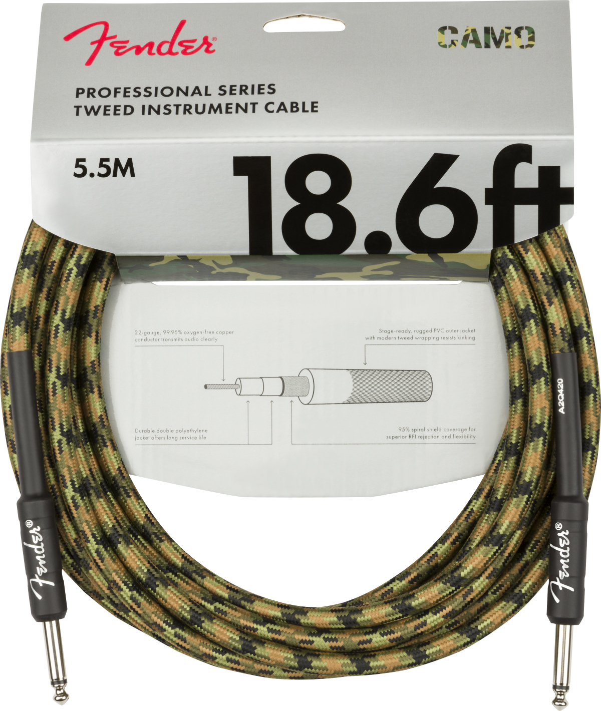 Fender Professional Series Instrument Cable Droit Droit 18.6ft 5.7m Woodland Camo - Kabel - Main picture