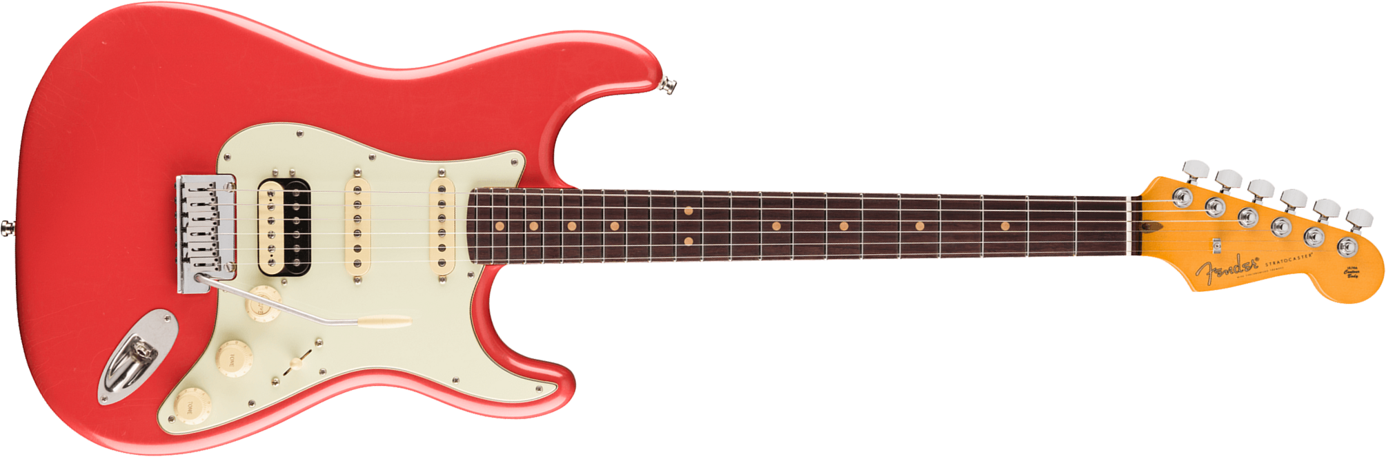 Fender Strat 60s Hss American Ultra Luxe Usa 3s Trem Rw - Fiesta Red - Elektrische gitaar in Strat vorm - Main picture