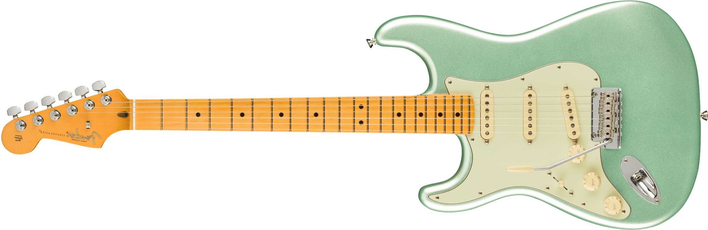 Fender Strat American Professional Ii Lh Gaucher Usa Mn - Mystic Surf Green - Linkshandige elektrische gitaar - Main picture