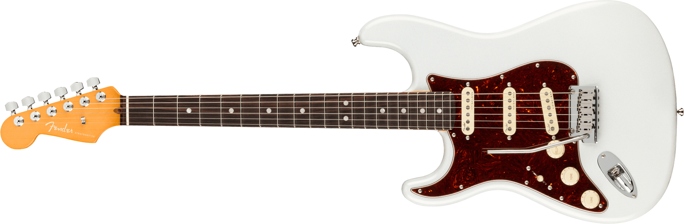 Fender Strat American Ultra Lh Gaucher Usa Rw +etui - Arctic Pearl - Linkshandige elektrische gitaar - Main picture