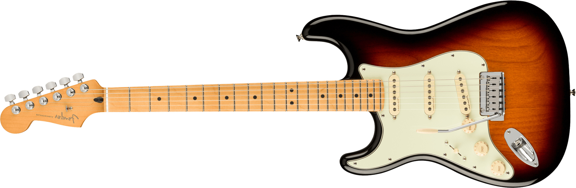 Fender Strat Player Plus Lh Mex Gaucher 3s Trem Mn - 3-color Sunburst - Linkshandige elektrische gitaar - Main picture