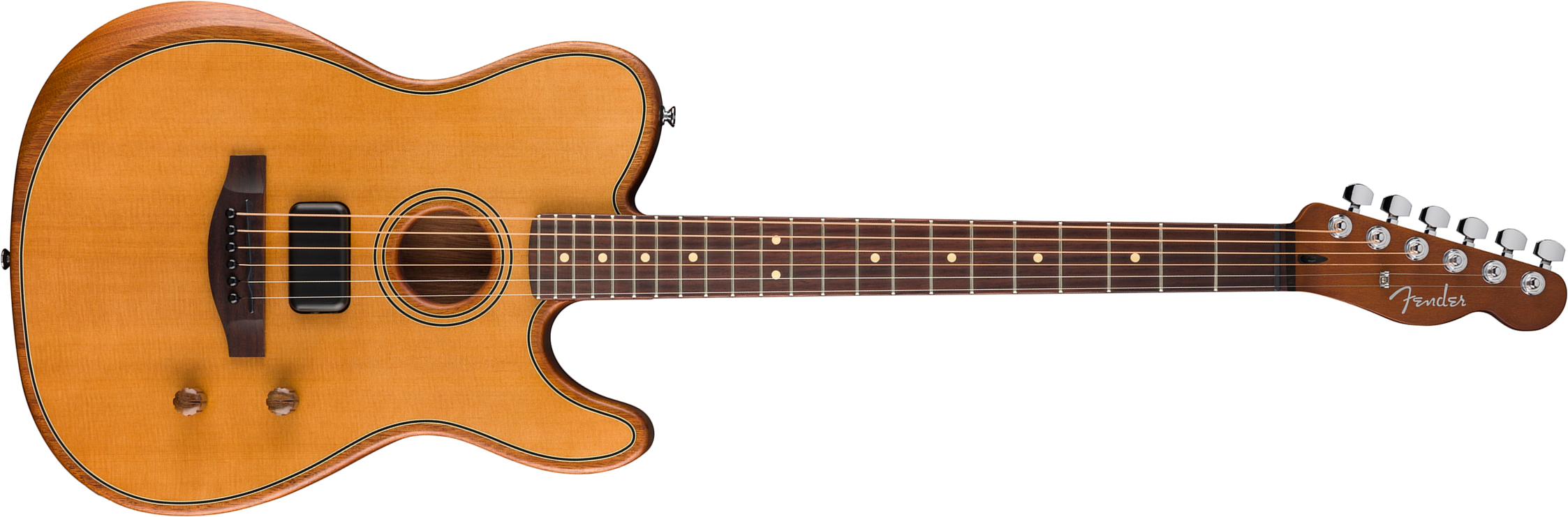 Fender Tele Acoustasonic Standard Ind Epicea Nyatoh Rw - Aged Natural - Volksgitaar - Main picture