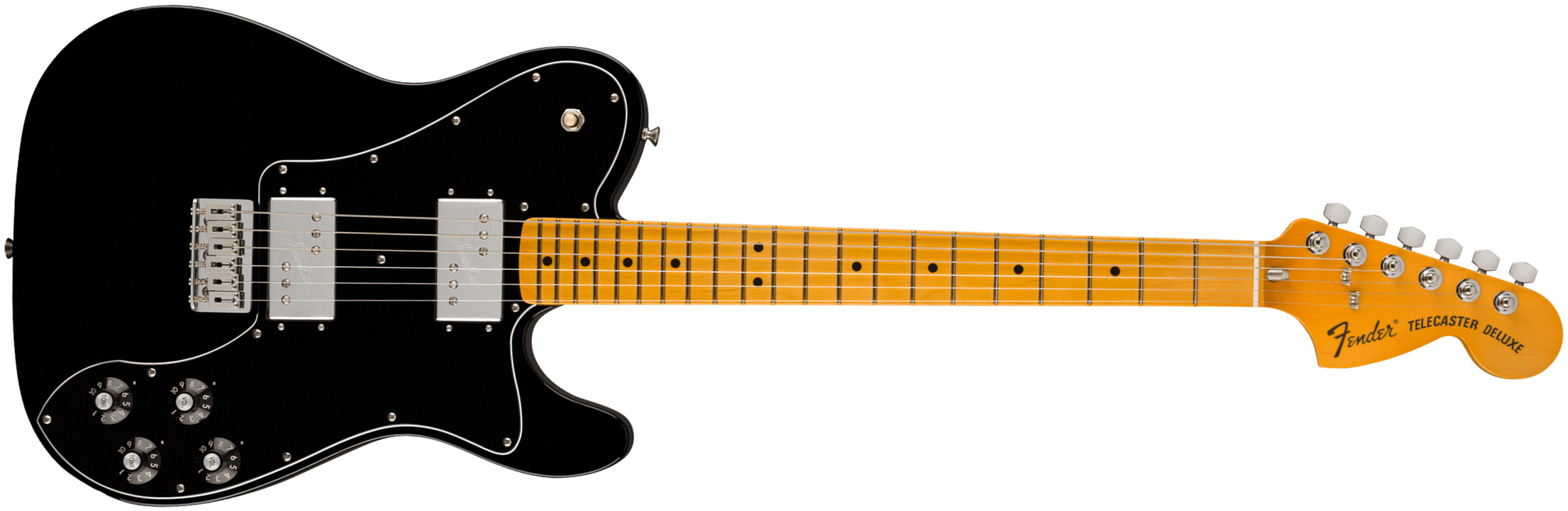 Fender Tele Deluxe 1975 American Vintage Ii Usa 2h Ht Mn - Black - Televorm elektrische gitaar - Main picture