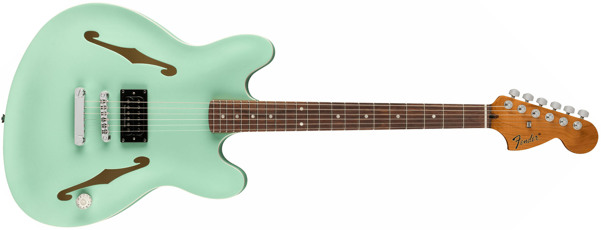 Fender Tom Delonge Starcaster 1h Seymour Duncan Ht Rw - Satin Surf Green - Semi hollow elektriche gitaar - Main picture