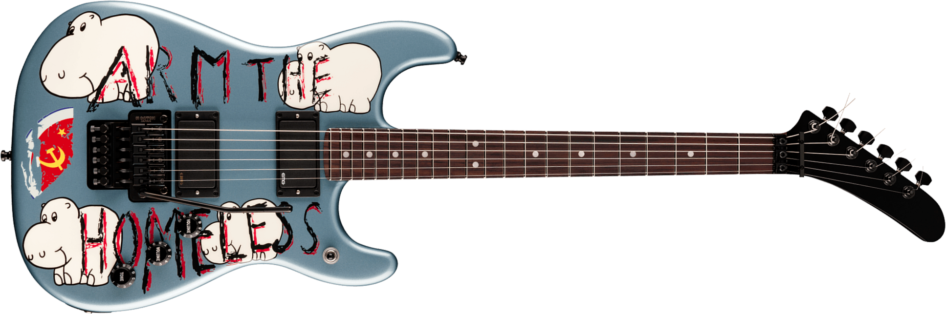 Fender Tom Morello Strat Arm The Homeless Signature 2h Emg Fr Rw - Blue Ice Metallic - Kenmerkende elektrische gitaar - Main picture