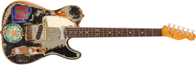 Fender Custom Shop Joe Strummer Telecaster Masterbuilt Paul Waller Ltd - Super heavy relic black o. 3-color sunburst