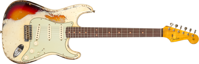 Fender Custom Shop 1959 Stratocaster #CZ576189 - Super heavy relic vintage white o. 3-color sunburs