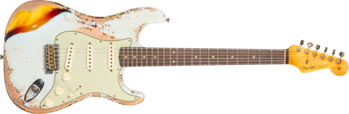 Fender Custom Shop Bone Tone Stratocaster #CZ583129 - Super heavy relic sonic blue o. 3-color sunburst