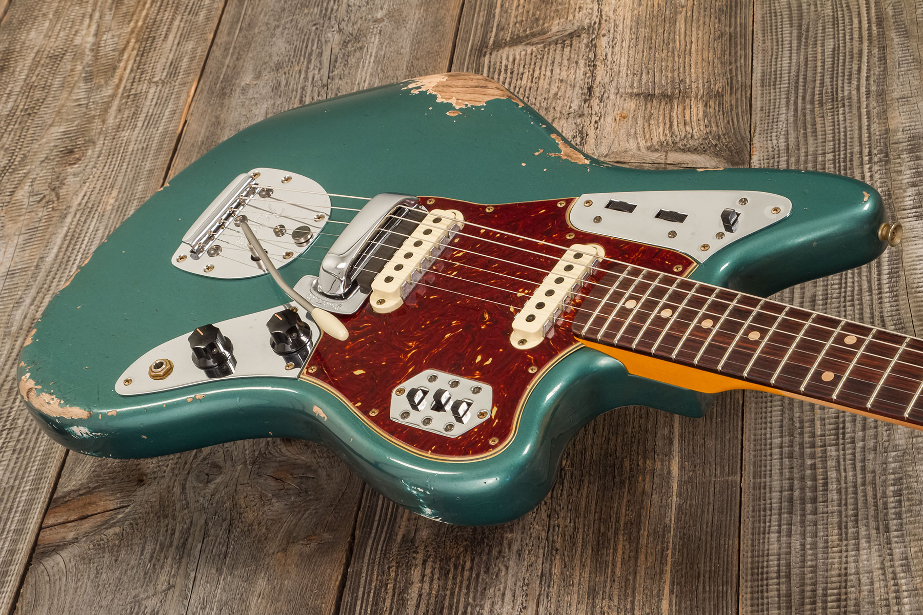 Fender Custom Shop Jaguar 1962 Rw 2s Trem Rw #r138212 - Heavy Relic Sherwood Green Metallic - Enkel gesneden elektrische gitaar - Variation 2