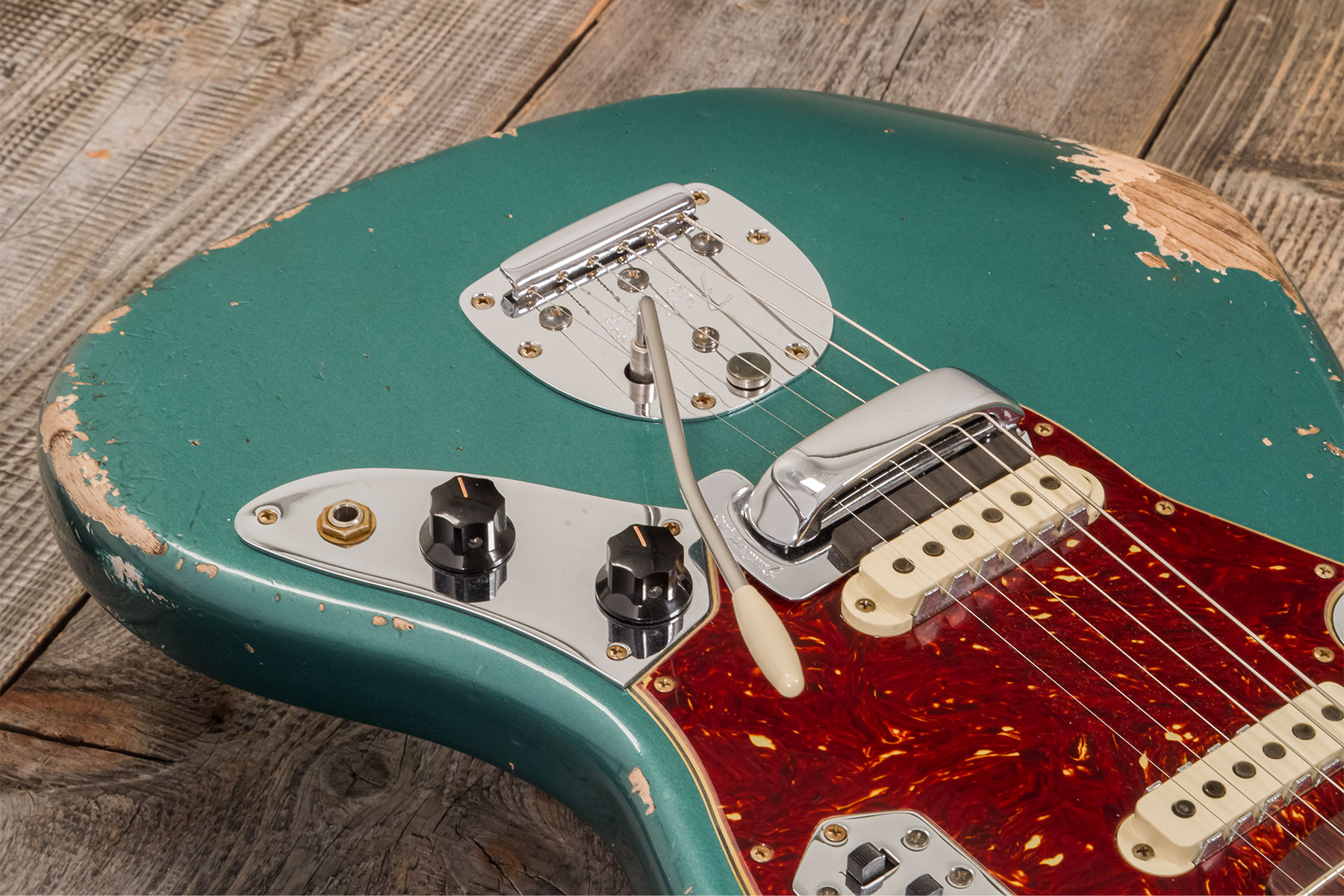 Fender Custom Shop Jaguar 1962 Rw 2s Trem Rw #r138212 - Heavy Relic Sherwood Green Metallic - Enkel gesneden elektrische gitaar - Variation 3