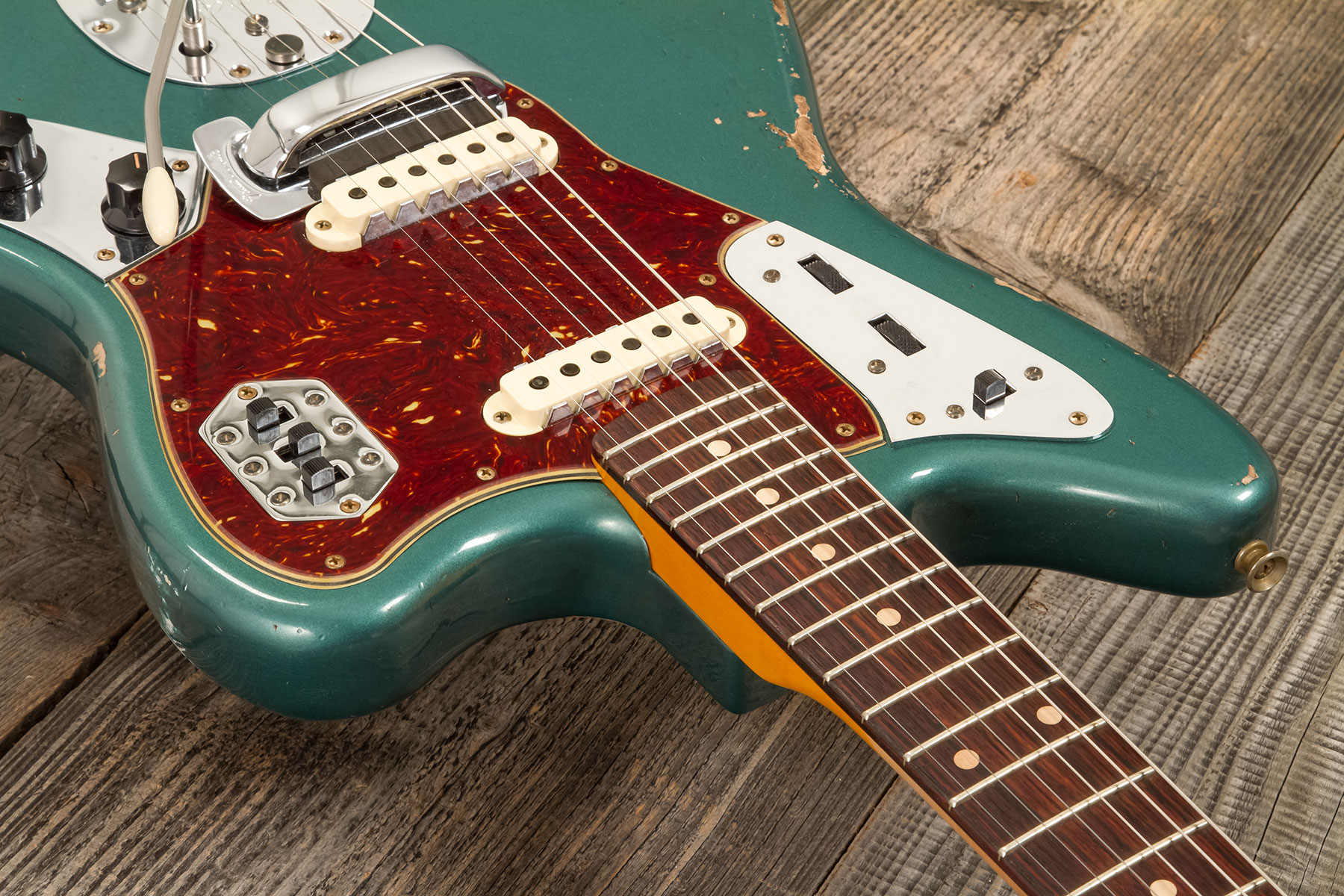 Fender Custom Shop Jaguar 1962 Rw 2s Trem Rw #r138212 - Heavy Relic Sherwood Green Metallic - Enkel gesneden elektrische gitaar - Variation 4