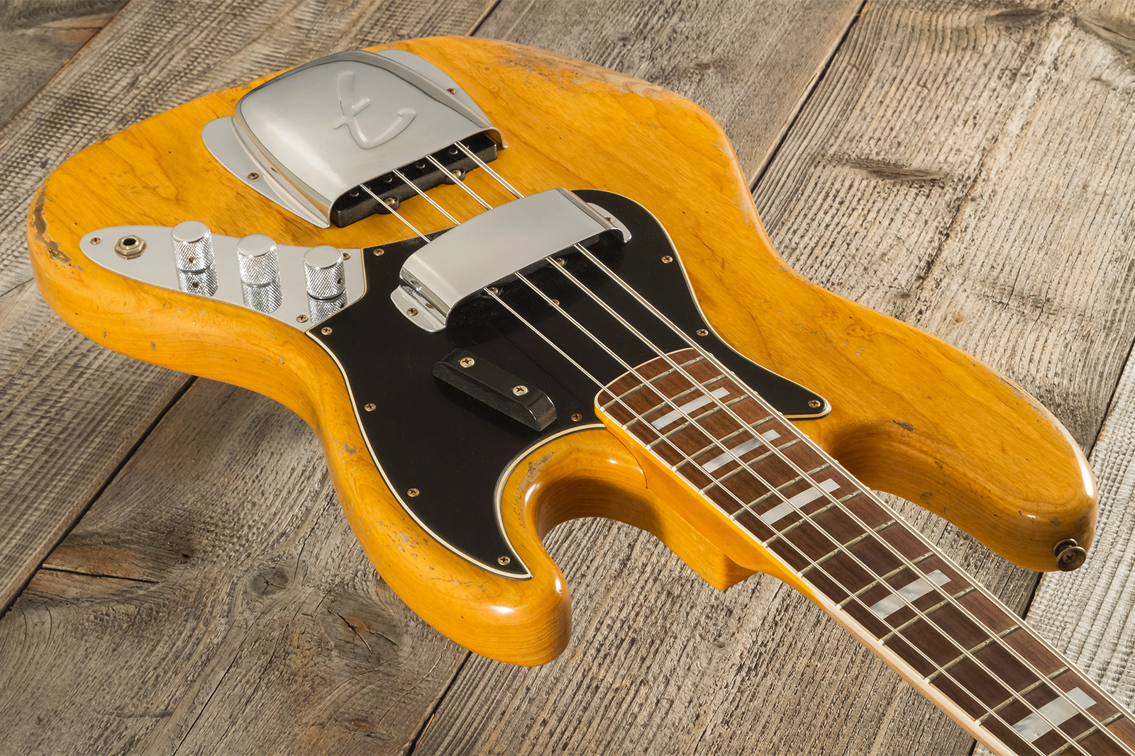 Fender Custom Shop Jazz Bass Custom Rw - Heavy Relic Aged Natural - Solid body elektrische bas - Variation 5