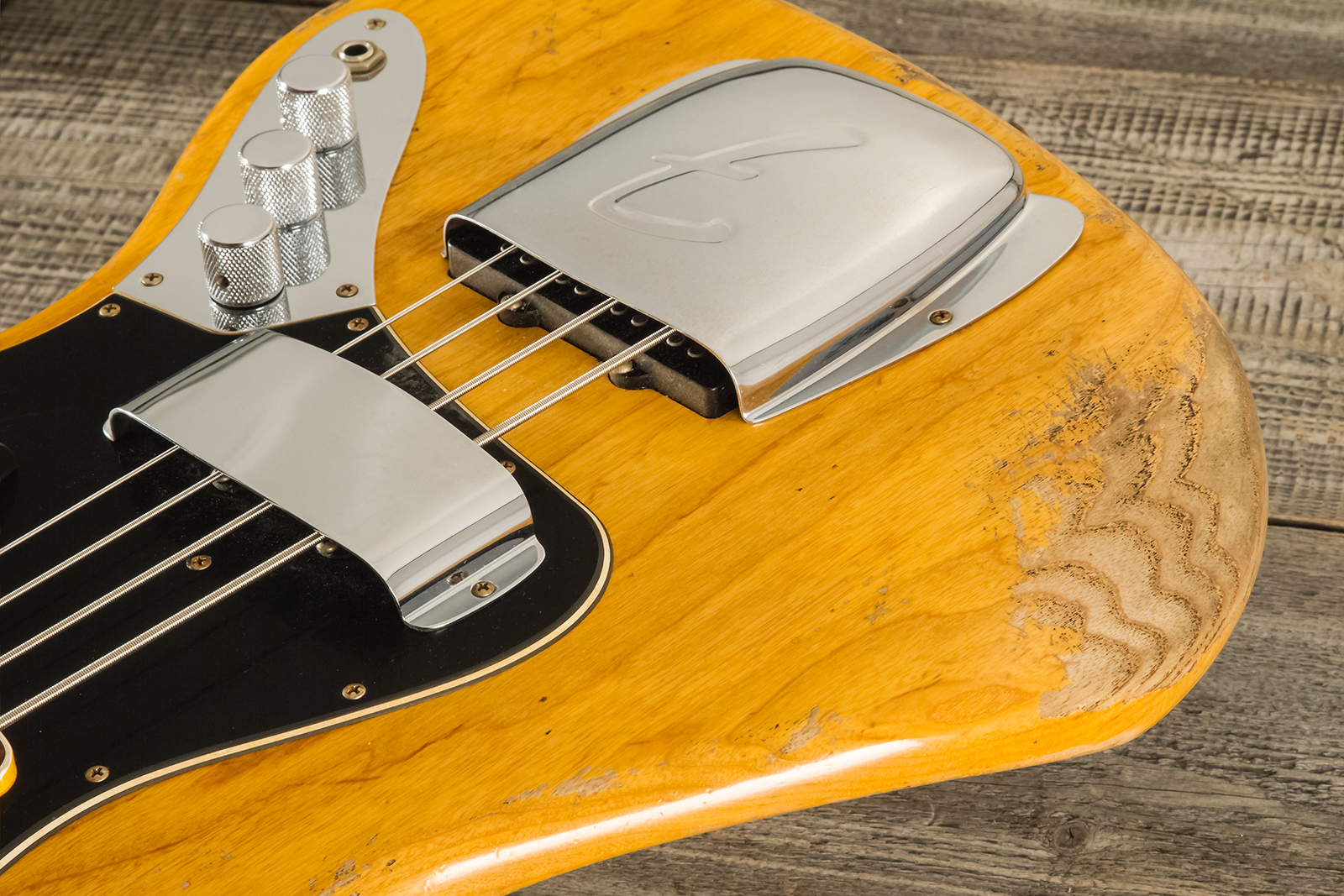 Fender Custom Shop Jazz Bass Custom Rw - Heavy Relic Aged Natural - Solid body elektrische bas - Variation 6
