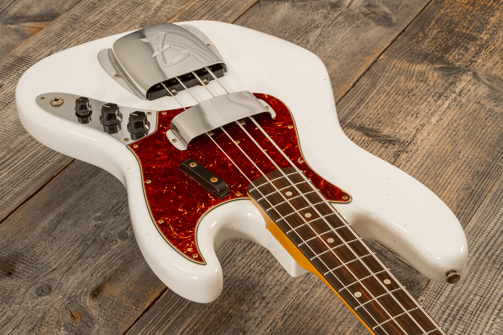 Fender Custom Shop Jazzbass 1964 Rw #r145112 - Journeyman Relic Olympic White - Solid body elektrische bas - Variation 2