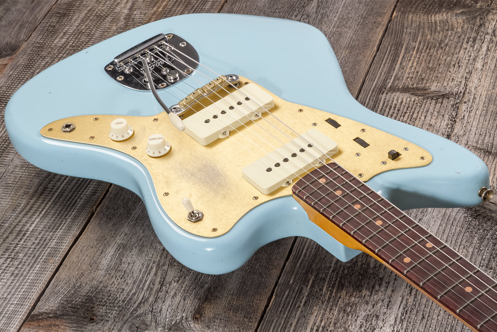 Fender Custom Shop Jazzmaster 1959 250k 2s Trem Rw #cz576203 - Journeyman Relic Aged Daphne Blue - Retro-rock elektrische gitaar - Variation 2