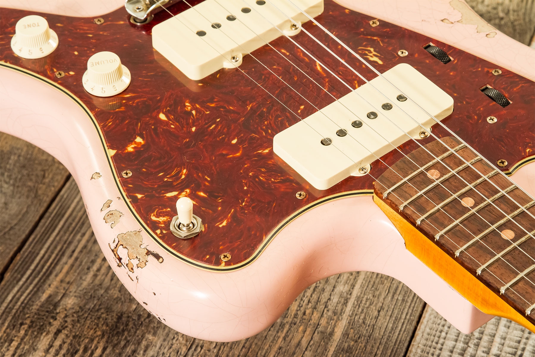 Fender Custom Shop Jazzmaster 1962 2s Trem Rw #r132659 - Heavy Relic Shell Pink O. 3-color Sunburst - Retro-rock elektrische gitaar - Variation 4