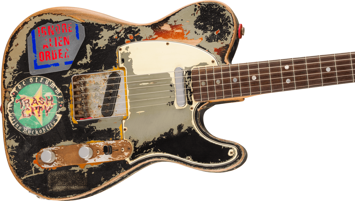 Fender Custom Shop Joe Strummer Tele Masterbuilt P.waller Ltd 2s Ht Rw - Super Heavy Relic Black O. 3-color Sunburst - Kenmerkende elektrische gitaar 