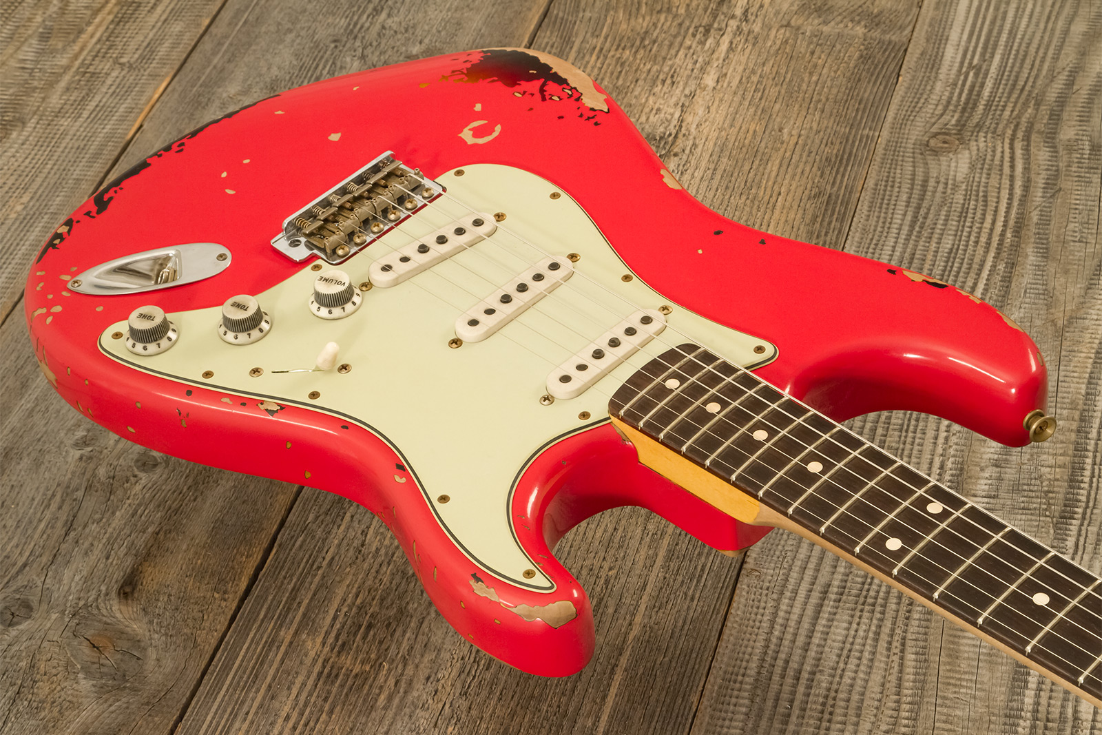 Fender Custom Shop Michael Landau Strat 1963 Signature Trem 3s #r133864 - Relic Fiesta Red O. 3-color Sunburst - Elektrische gitaar in Strat vorm - Va