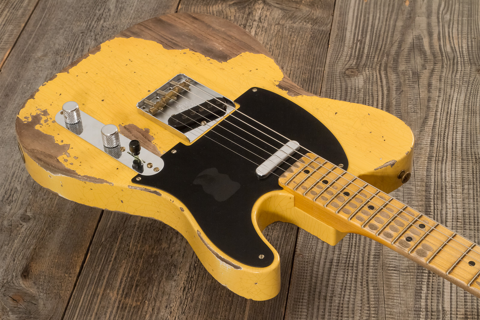 Fender Custom Shop Nocaster Tele 1951 2s Ht Mn #r137320 - Heavy Relic Natural Blonde - Elektrische gitaar in Strat vorm - Variation 2