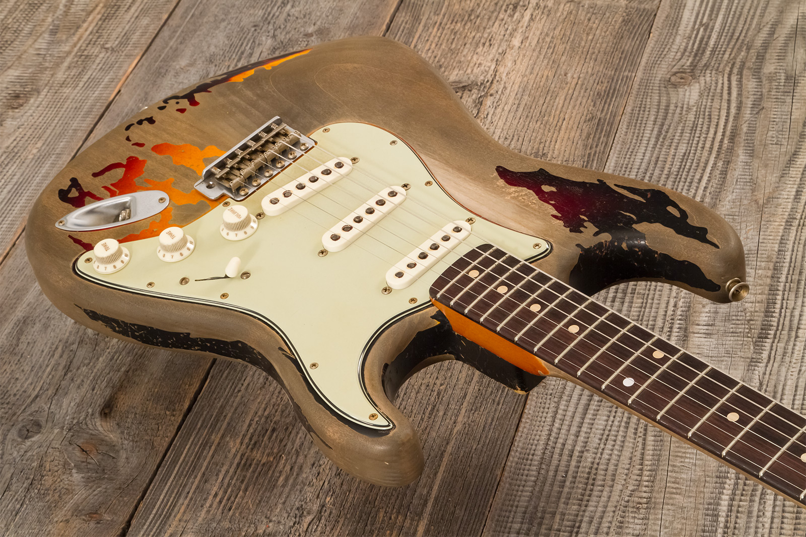 Fender Custom Shop Rory Gallagher Strat Masterbuilt D.wilson Signature 3s Trem Rw #cz574478 - Heavy Relic 3-color Sunburst - Elektrische gitaar in Str