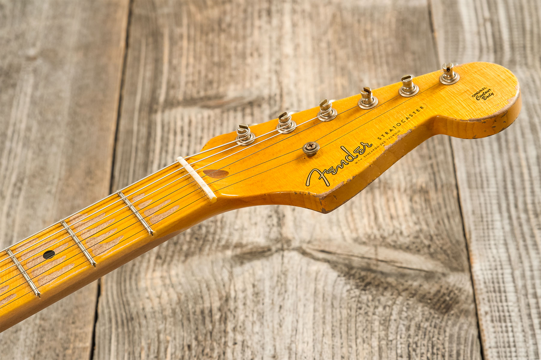 Fender Custom Shop Strat 1954 70th Ann. Mb A.hicks 3s Trem Mn #4681 - Super Heavy Relic 2-color Sunburst - Elektrische gitaar in Str-vorm - Variation 