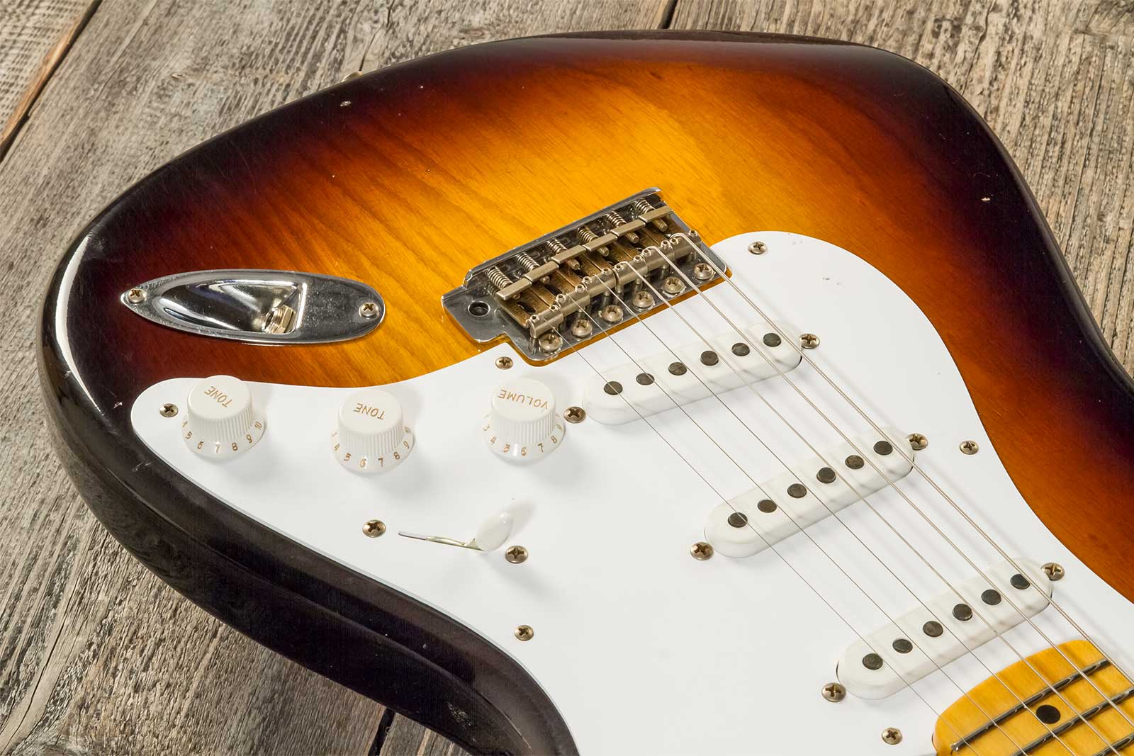 Fender Custom Shop Strat 1954 70th Anniv. 3s Trem Mn #xn4193 - Journeyman Relic Wide-fade 2-color Sunburst - Elektrische gitaar in Str-vorm - Variatio