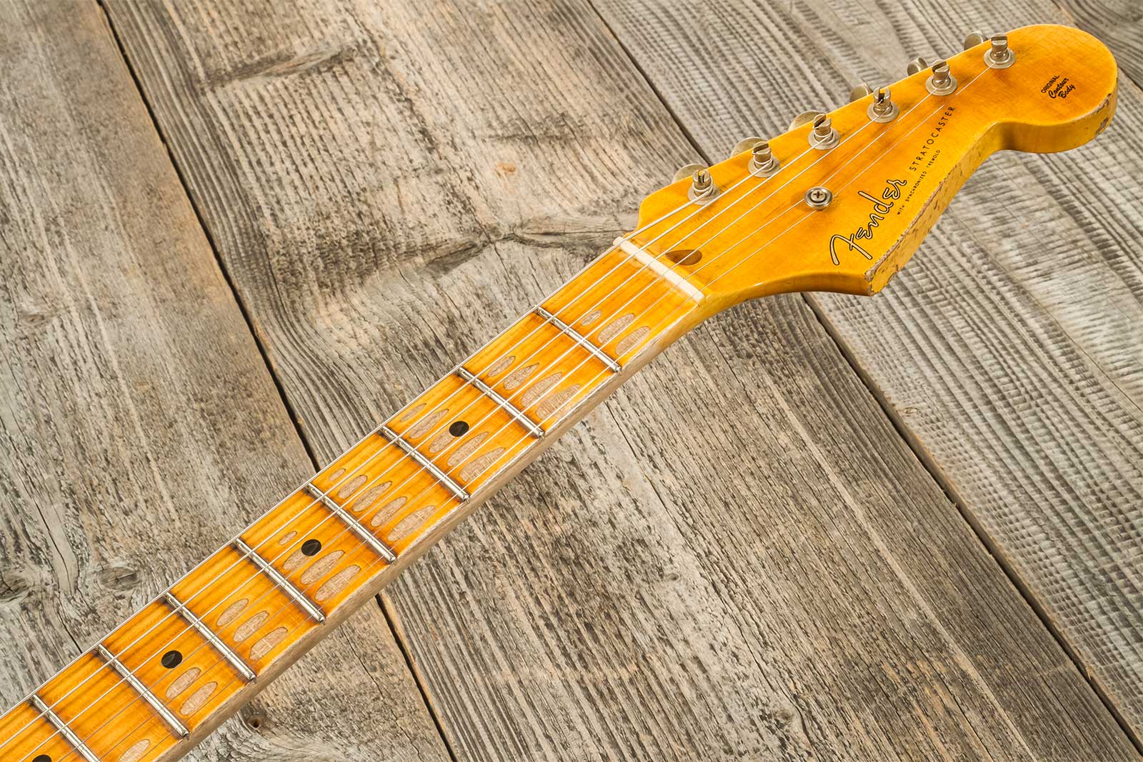 Fender Custom Shop Strat 1954 70th Anniv. 3s Trem Mn #xn4308 - Heavy Relic Wide Fade 2-color Sunburst - Elektrische gitaar in Str-vorm - Variation 9