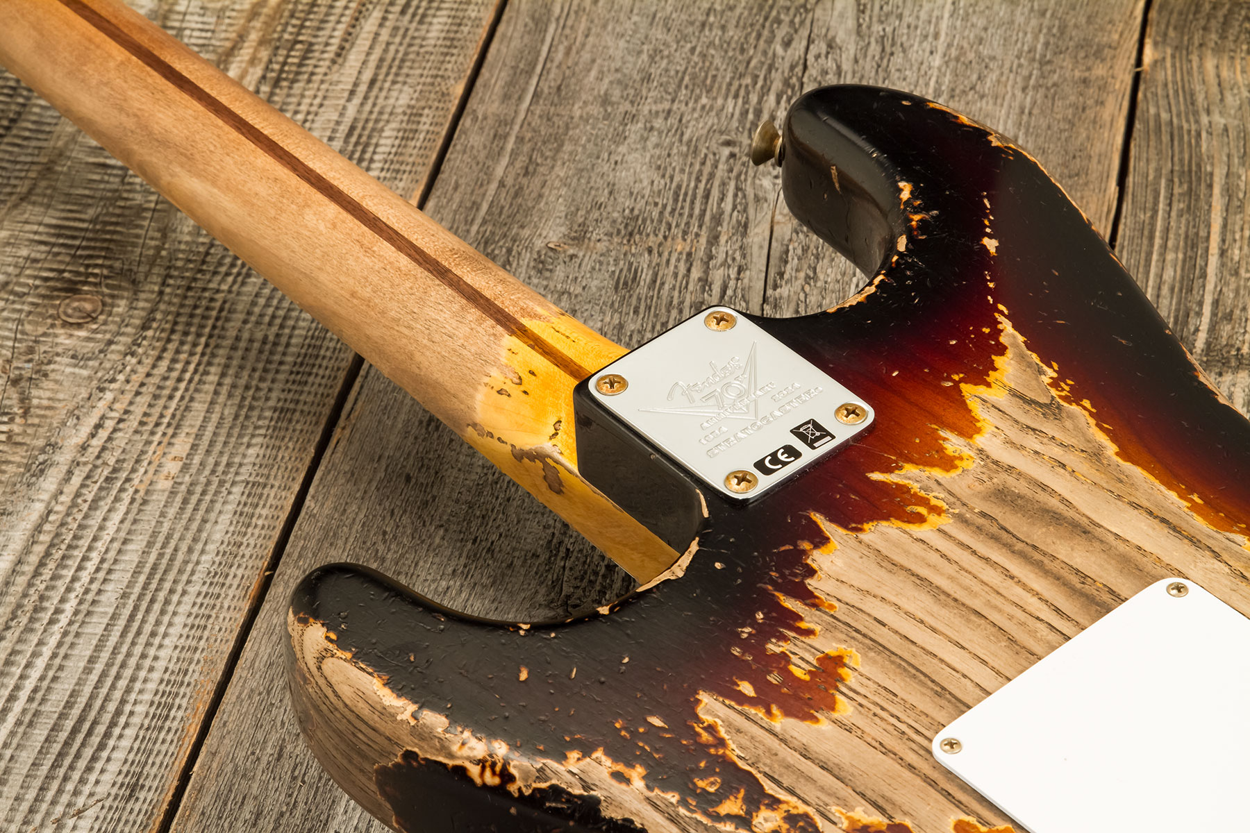 Fender Custom Shop Strat 1954 70th Anniv. 3s Trem Mn #xn4889 - Super Heavy Relic 2-color Sunburst - Elektrische gitaar in Str-vorm - Variation 8