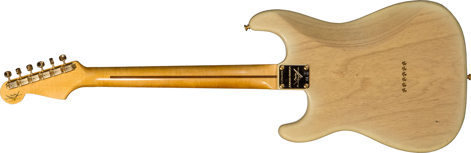 Fender Custom Shop Strat 1955 Hardtail Gold Hardware 3s Trem Mn #cz568215 - Journeyman Relic Natural Blonde - Elektrische gitaar in Str-vorm - Variati